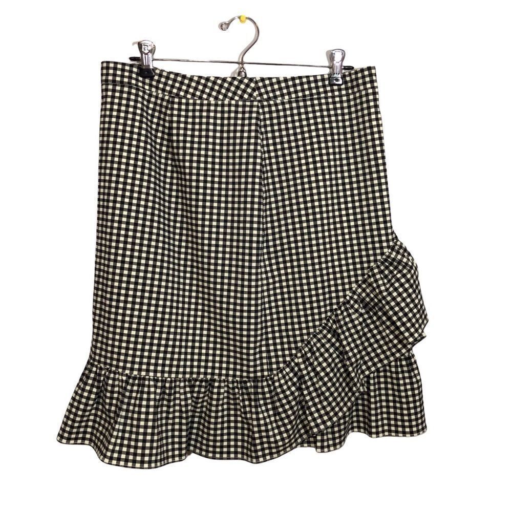 Nanette Lepore Black and White Checked Skirt with Ruffle